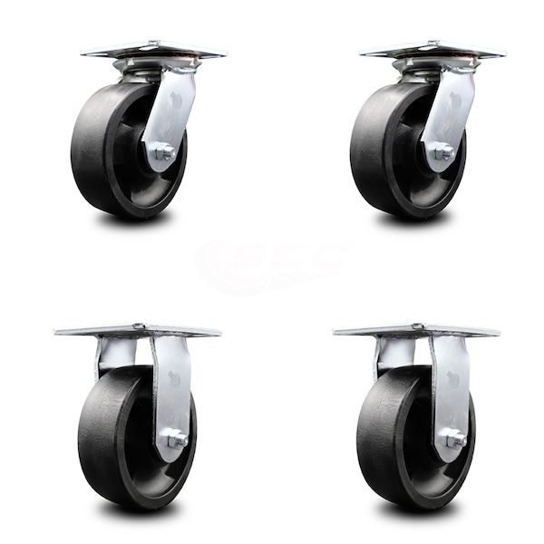 Service Caster 6 Inch Glass Filled Nylon Caster Set with Ball Bearings 2 Swivel 2 Rigid SCC SCC-35S620-GFNB-2-R-2 - main